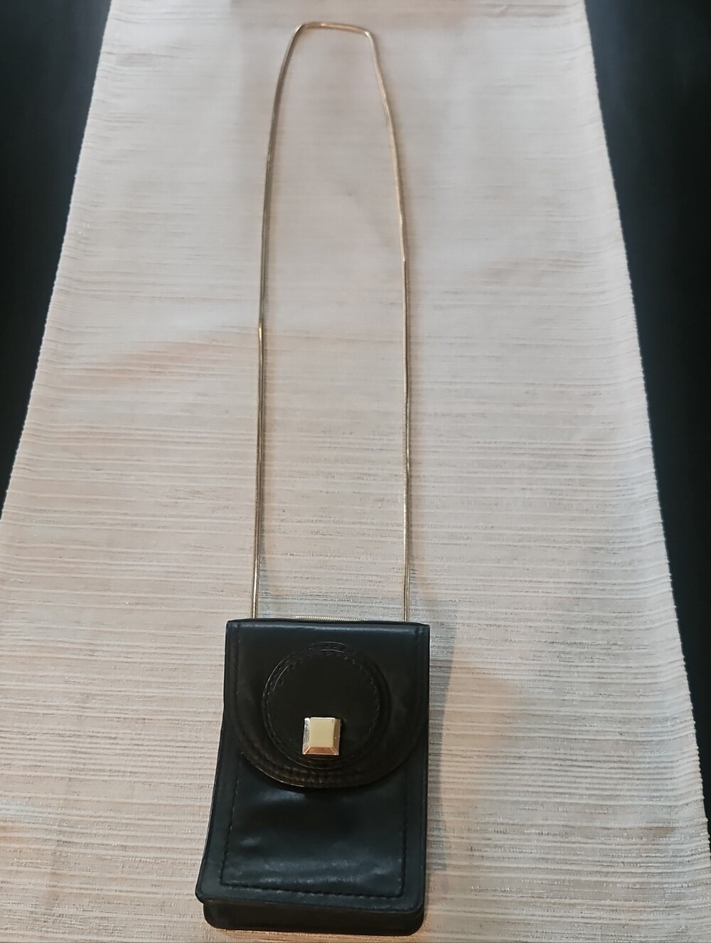 Kooba Black Leather Mini Crossbody with Gold Chain